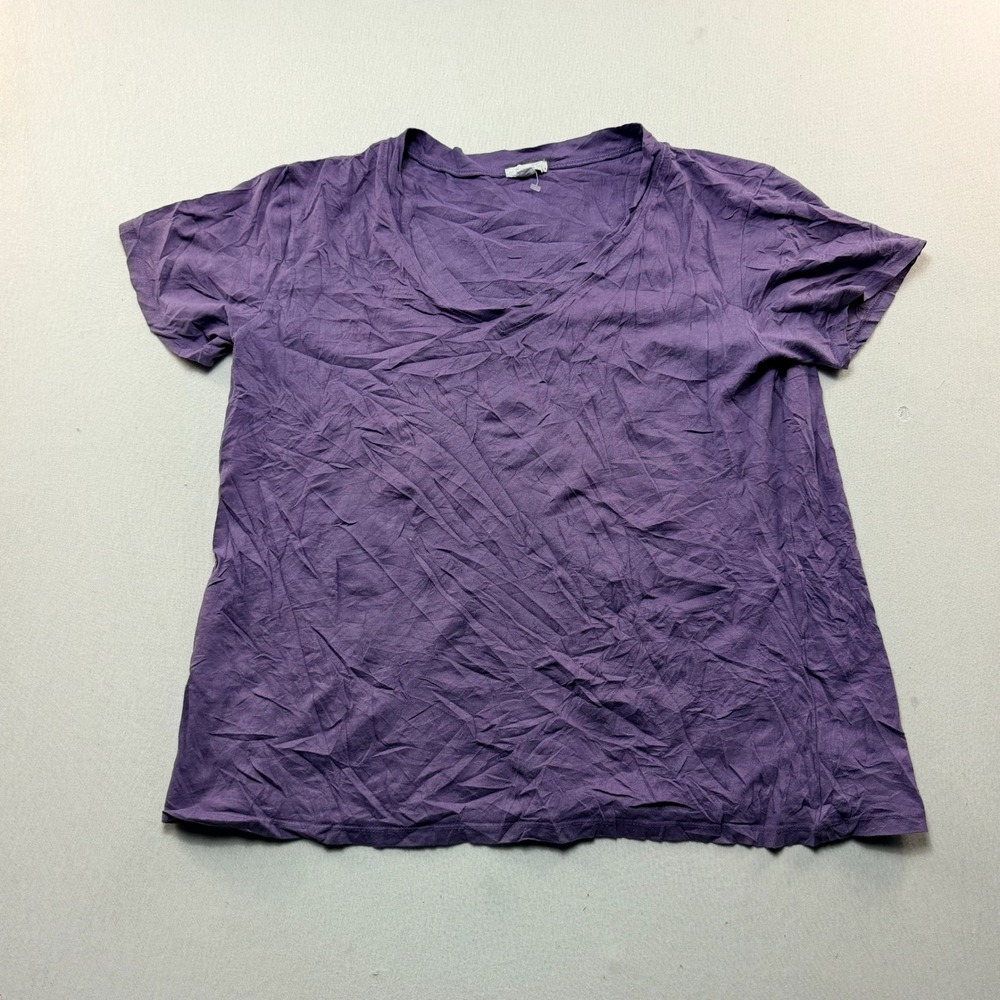 Roaman's T-Shirt Women 2X Double Extra Large Purple Excellent Scoop Neck Basic